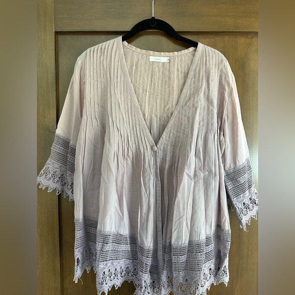 Lavender Boho Flowy Top w/ Lace Detail - Picture 1 of 5